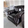 Image 3 : Single Black Leather Studded Arm Pillow Backed parlour Chair