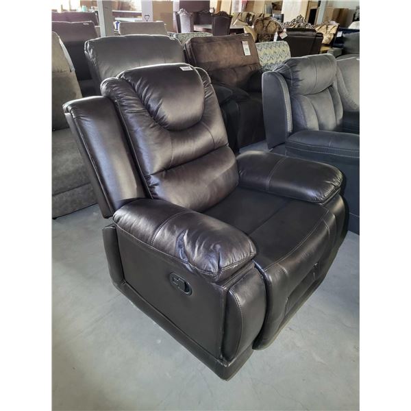 Dark Brown Leather Mechanical Recliner