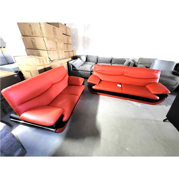 Pair Of Red and Black Love Seats