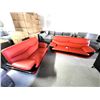 Image 1 : Pair Of Red and Black Love Seats