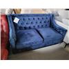 Image 1 : Blue Upholstered Suede Love Seat