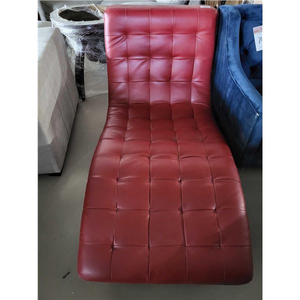 Red Leatherette Curved Chaise Lounge