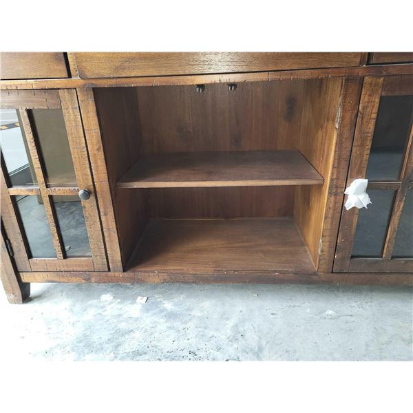 Wooden TV Stand With Glass Doors