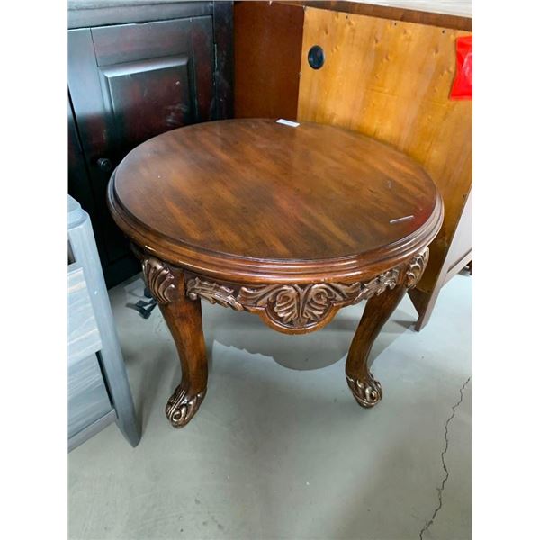 Round Solid Wood End Table
