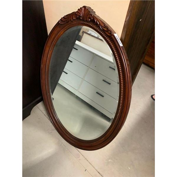 Oval Wood Framed Mirror