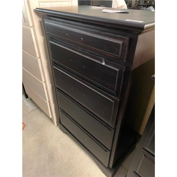 5 Drawer Black Solid Wood Front Dresser