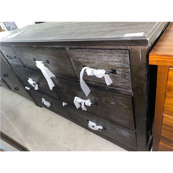 Dark Oak Style 7 Drawer Wood Dresser