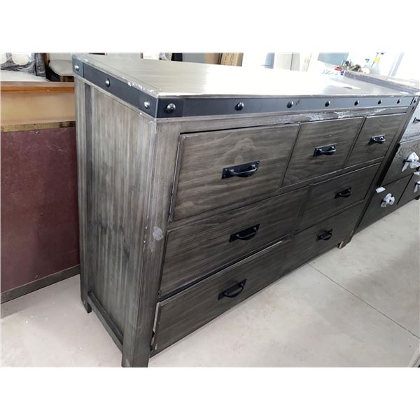 7 Drawer Wrought Iron & Wood Dresser
