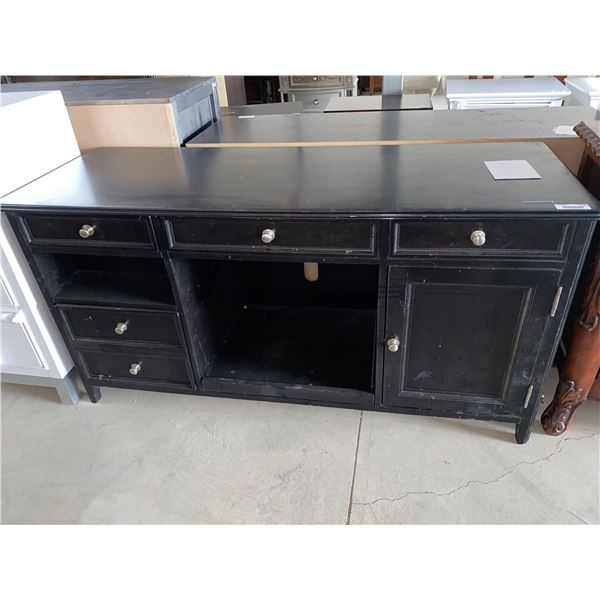 Dark Wood TV Stand With Pull Out Drawers