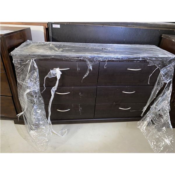 Dynamic 6 Drawer Dark Wood Dresser