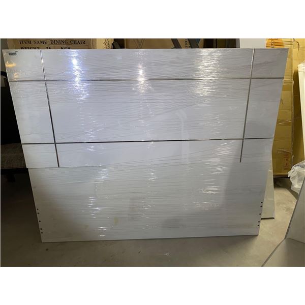 White Double Headboard with Silver Accent Trim