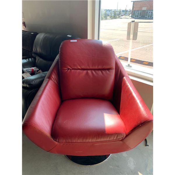 Red Leather Swivel occassional Chair
