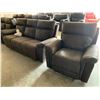 Image 1 : Microfiber electric power reclining sofa & amp; matching love seat