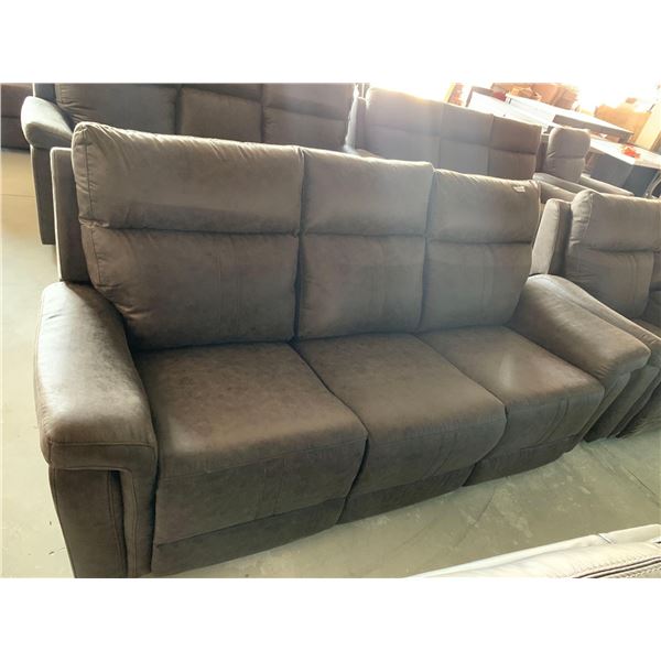Brown Microfiber 3 seat power reclining sofa