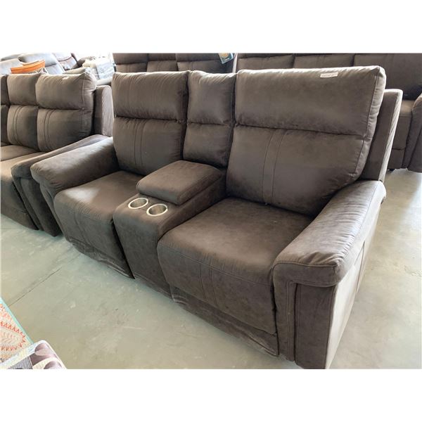 Brown MicrifiberÂ double reclining theater seating