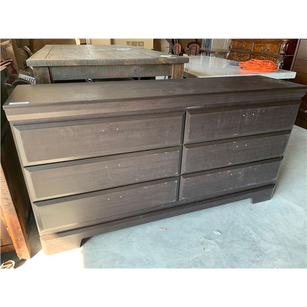 Brown 6 drawer bevelled front dresser