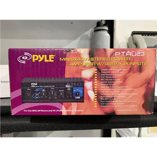 Pyle PTAU23 Mini 2x40W Stereo Power Amplifier w/ USB / Aux Input