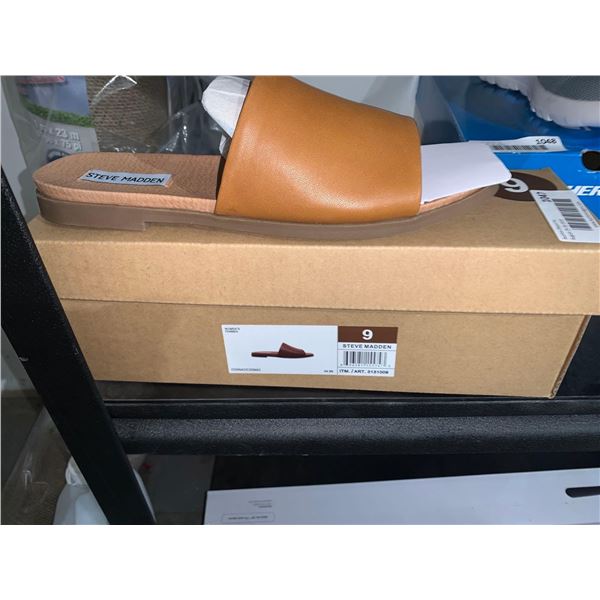 Steve Madden Womens Cognac Flat Sandals Size 9