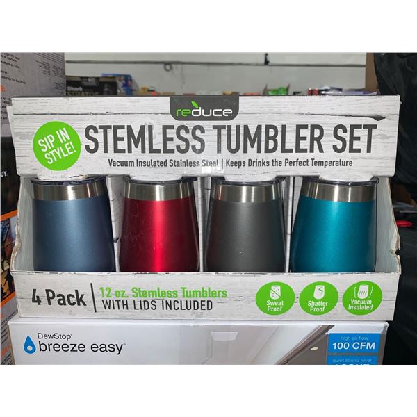 Reduce Stemless Tumbler Set 4 Pack with Lids 12oz