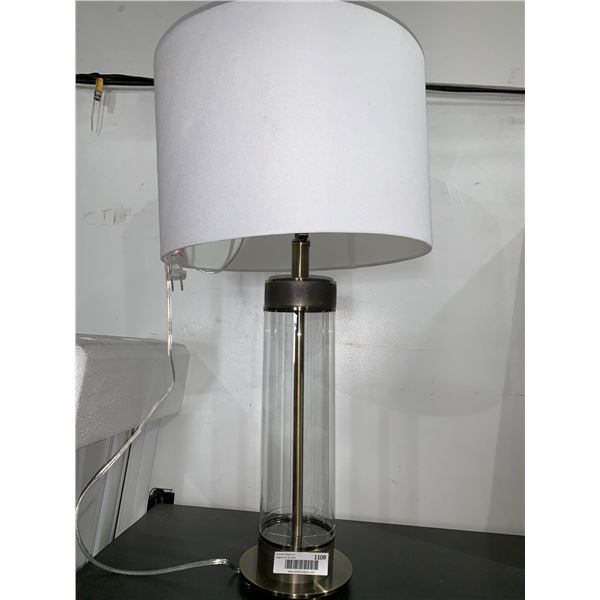 Glass Table Lamp with White Shade
