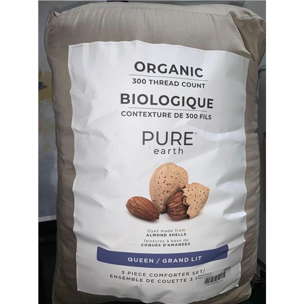Organic 300 Thread Pure Earth Queen 3pc Comforter Set