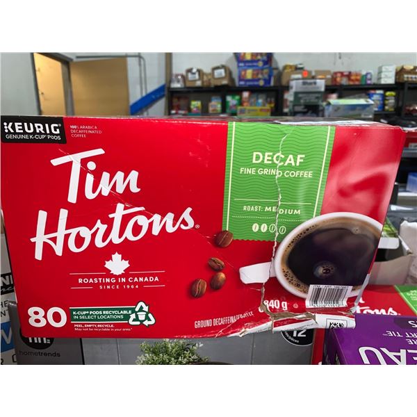 Keurig Tim Hortons Decaf Fine Grind Coffee 80 K-Cup Pods