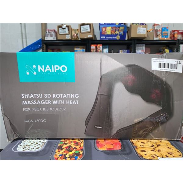 Naipo Shiatsu 3D Rotating Massager w/ Heat for Neck And Shoulder