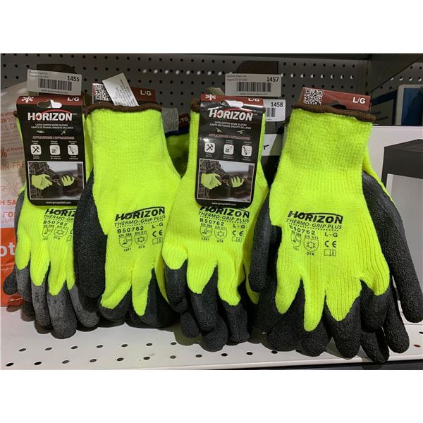 Horizon Latex Dipped Work Gloves Size Large Lot of 4 Pairs