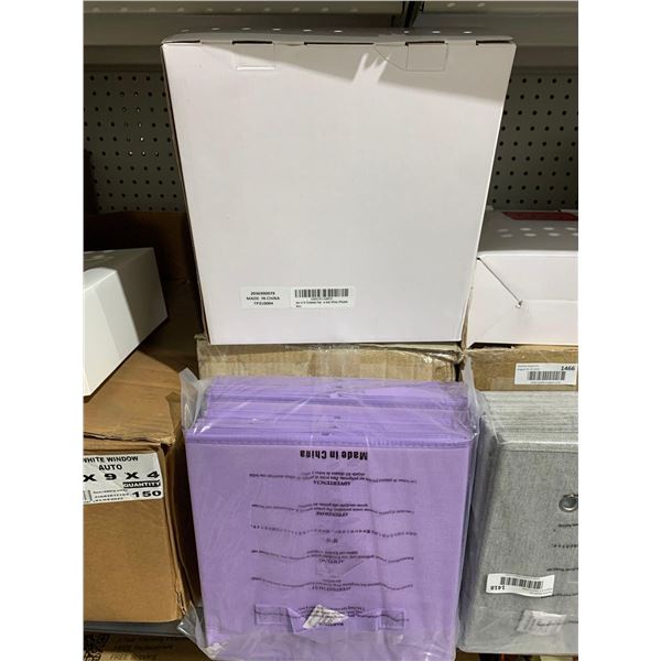 Set of 6 Foldable Fabric Storage Boxes Purple