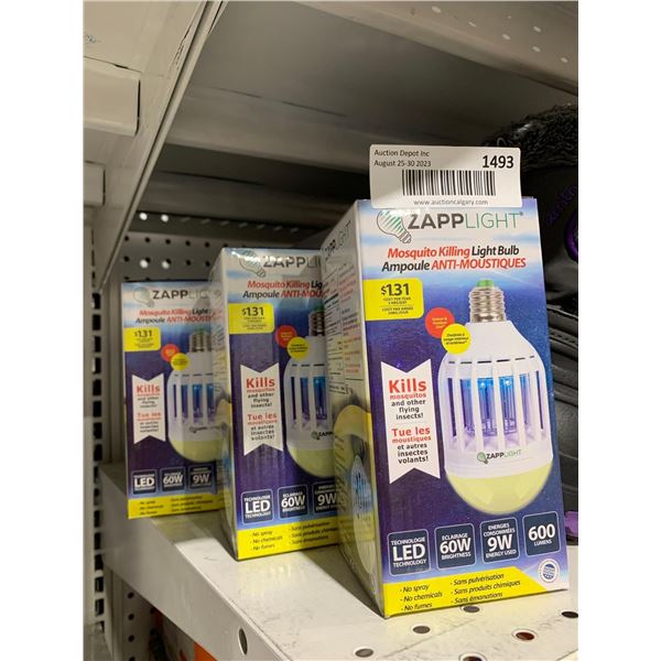 Lot of 3 ZappLight Bug Killing Bulbs