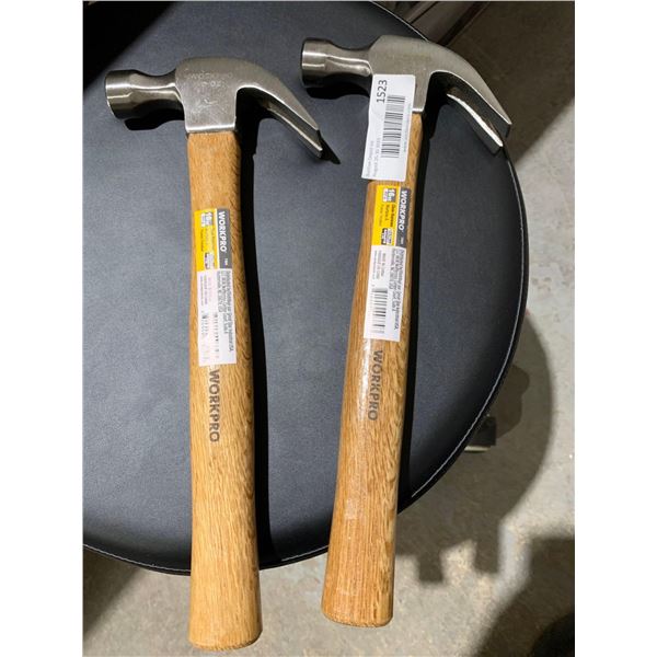 Lot of 2 Workpro 16oz Claw Hammers
