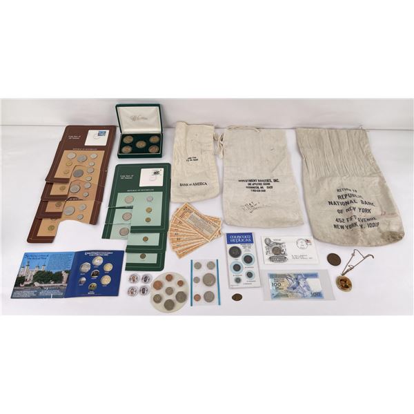Collection of Coins and Bank Bags