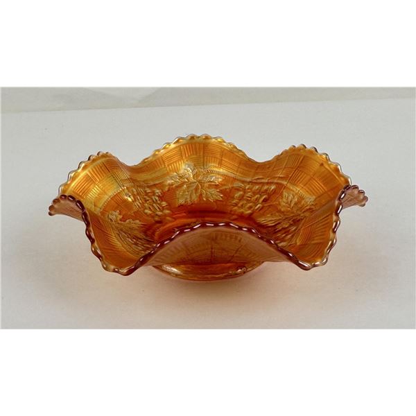 Northwood Marigold and Grape Carnival Glass Bowl