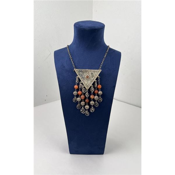 Antique Ottoman Islamic Silver Turkoman Necklace