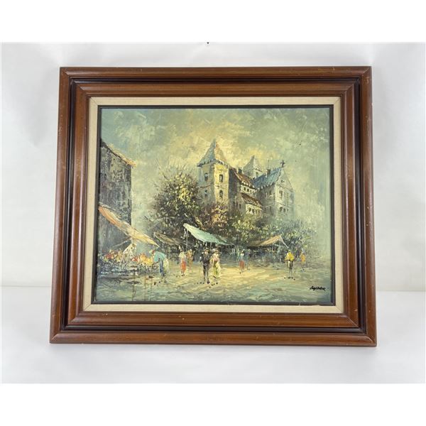 Oil Painting of French Market Scene