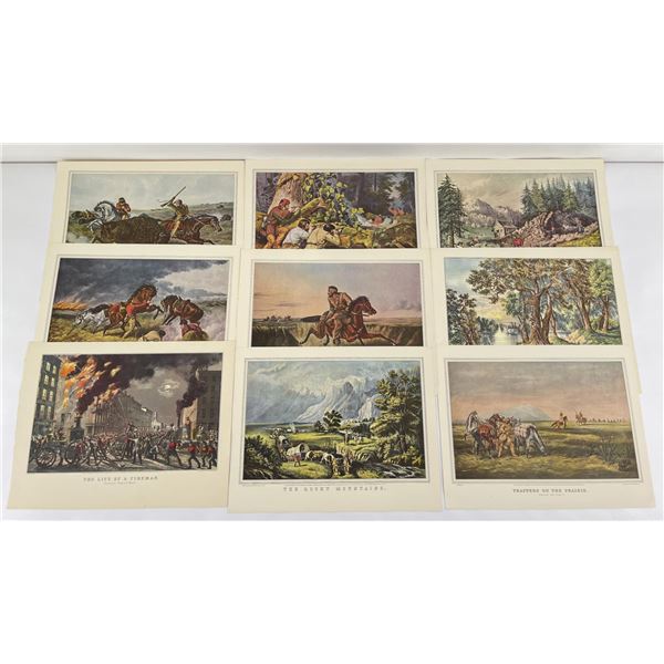 9- Western Themed Currier & Ives Reprints