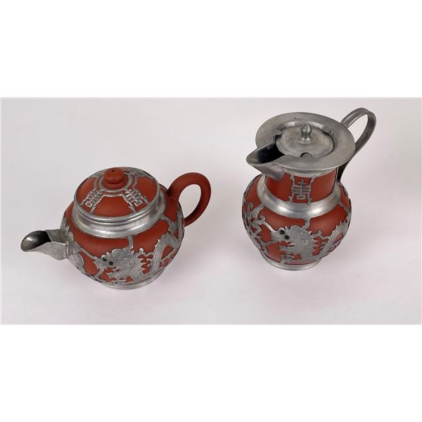 Antique Chinese Wen Hua Shun Creamer and Teapot