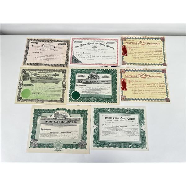 Collection of Antique Montana Stock Certificates