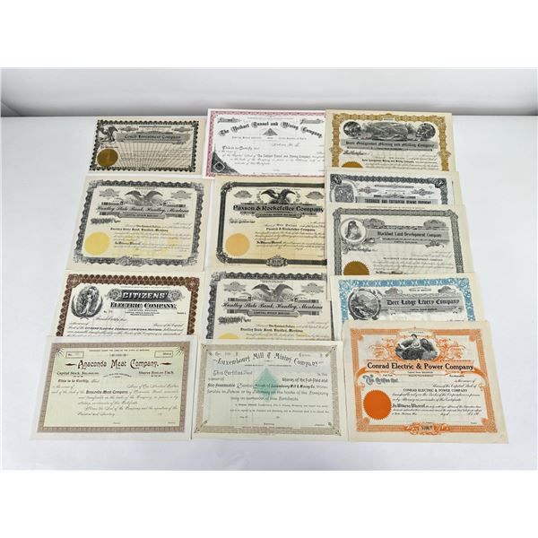 Collection of Antique Montana Stock Certificates