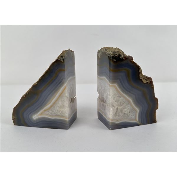 Lace Agate Geode Bookends