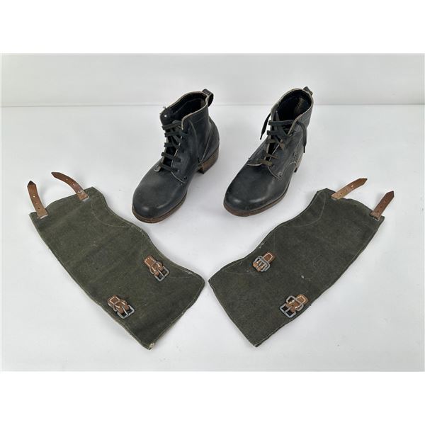 German Army Leather Boots and Leggings