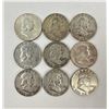 Image 1 : Lot of 9 Franklin Silver Half Dollars