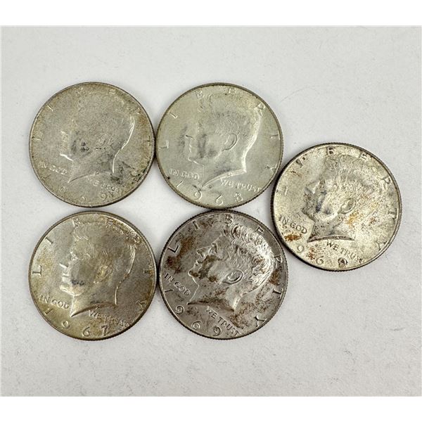 Lot of 5 40% Kennedy Silver Dollars
