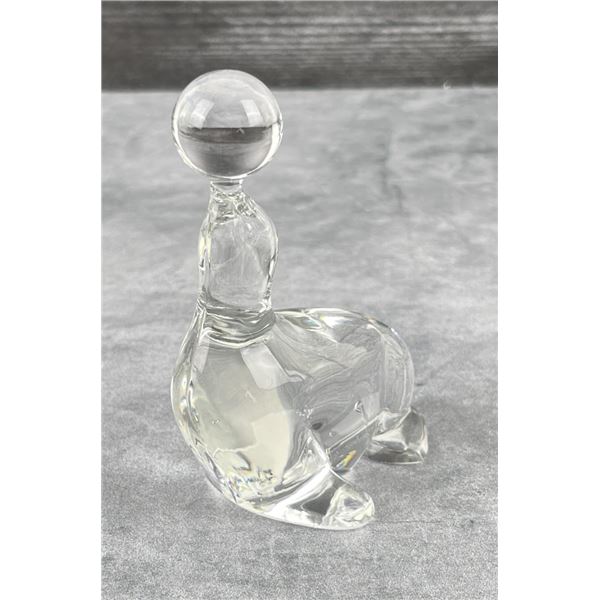 New Martinsville Glass Seal w/ Ball Figure