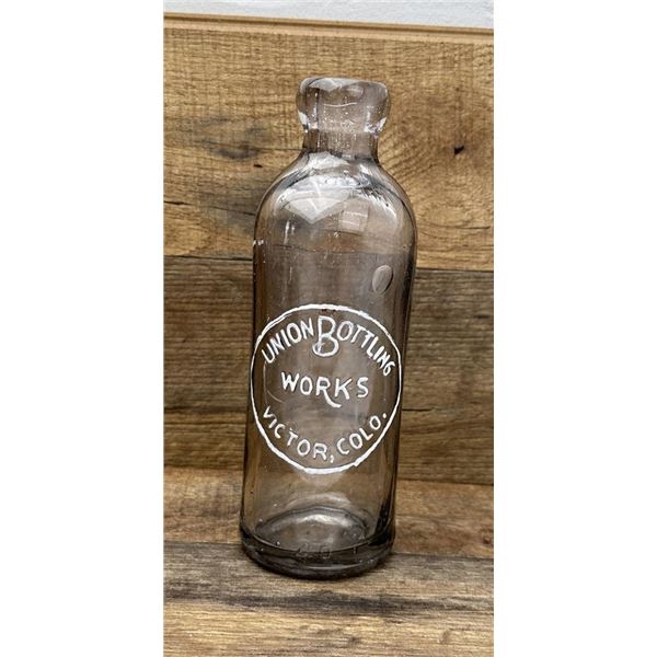 Union Bottling Victor Colorado Hutch Soda Bottle