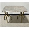 Image 2 : Antique Marble Table Hollywood Regency Brass Legs