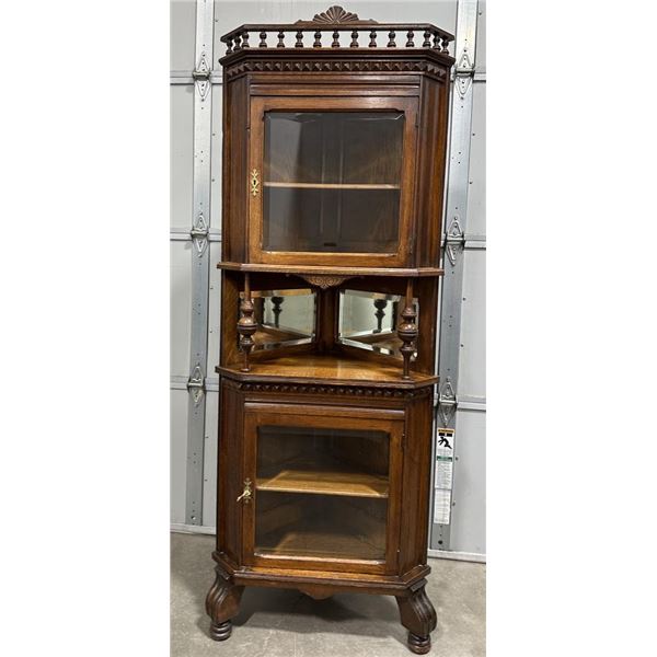 Victorian Carved Oak Corner Cupboard