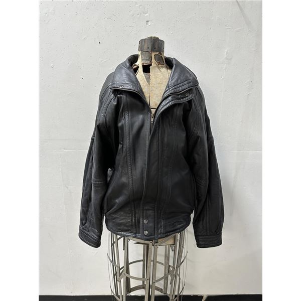 Global Identity Black Leather Motorcycle Jacket