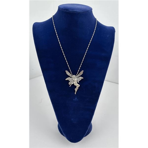 Sterling Silver Fairy Brooch Necklace
