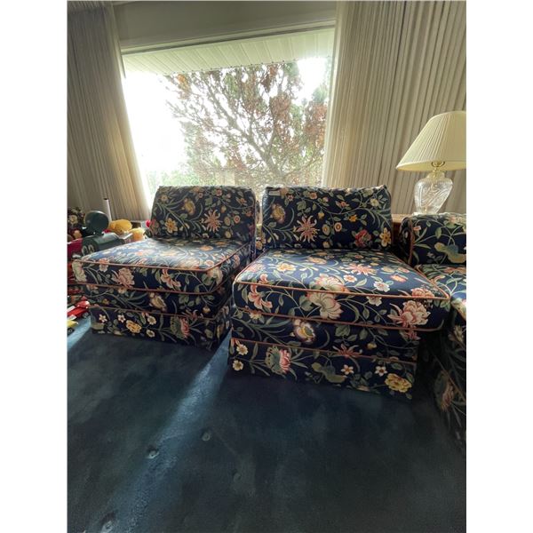 Pair Floral Accent Chairs That Form a Loveseat When Together